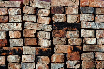 folded old red brick background. High quality photo