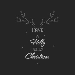 Christmas Gift Card Horns - Happe New Year - Vector Stock Illustration