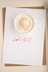 Morning motivation. A cup of coffee and go on business. Start of the working day, week