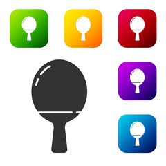 Black Racket for playing table tennis icon isolated on white background. Set icons in color square buttons. Vector Illustration.