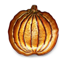Beautiful plate in shape of pumpkin on white background