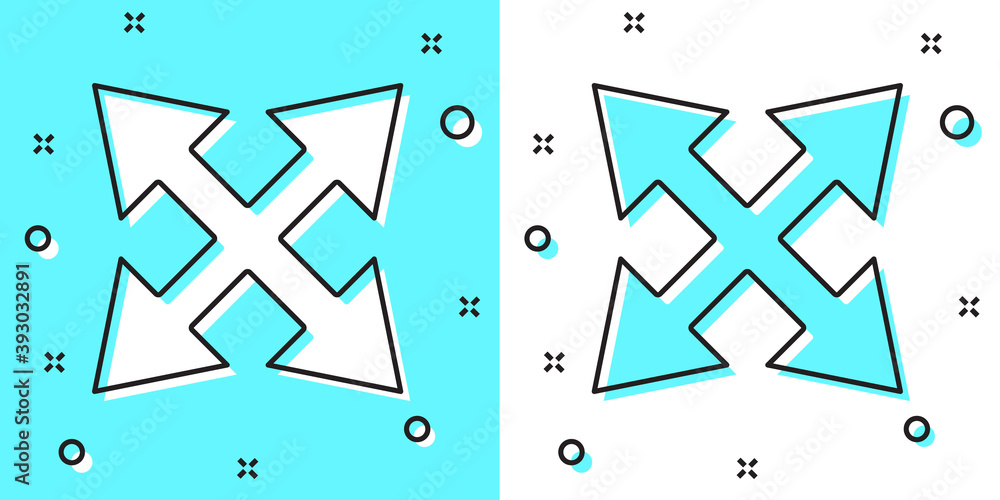 Poster black line road traffic sign. signpost icon isolated on green and white background. pointer symbol. 