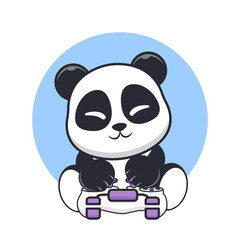 panda animal character play game vector