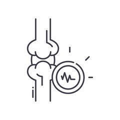 Joint pain icon, linear isolated illustration, thin line vector, web design sign, outline concept symbol with editable stroke on white background.