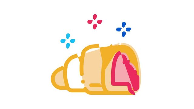 France Country Travel Icon Animation France Flag And Triumphal Arch, Eiffel Tower And Moulin Rouge, Cheese And Croissant