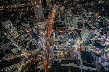 渋谷の夜の街と道