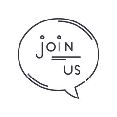 Join us icon, linear isolated illustration, thin line vector, web design sign, outline concept symbol with editable stroke on white background.