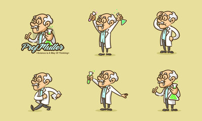 Vintage science cartoon character badges brings potion tube