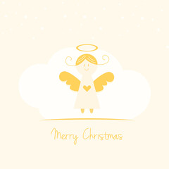 Vector christmas angel with heart, new year decoration, Christmas card, poster, print