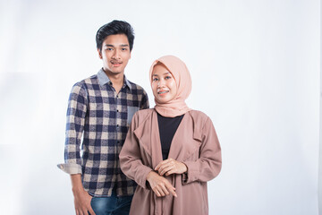 Portrait of Happy College Friends on an isolated white