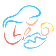 Virgin Mary and little baby Jesus in swaddling clothes