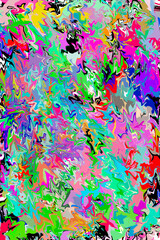 Colorful abstract art randomly mixed with brush strokes.