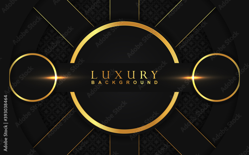 Aufkleber abstract black circle overlapping layers background a combination with gold texture decoration. dark