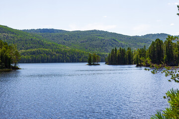 Landscapes of Siberian lakes. Lake Tagasuk. Krasnoyarsk Territory, Russia