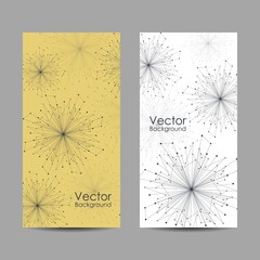 Set of banners with connected lines and dots.
