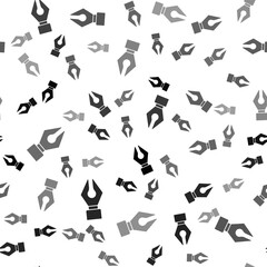 Black Fountain pen nib icon isolated seamless pattern on white background. Pen tool sign. Vector.