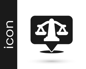 Black Scales of justice icon isolated on white background. Court of law symbol. Balance scale sign. Vector.
