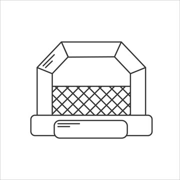 recommend clip art: Bouncy castle outline icon. Jumping house on kids playground. Vector line illustration.