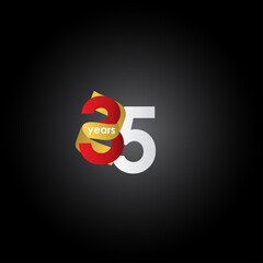 35 Years Anniversary Celebration Ribbon Vector Template Design Illustration