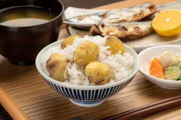 栗ご飯と焼き秋刀魚 秋の味覚