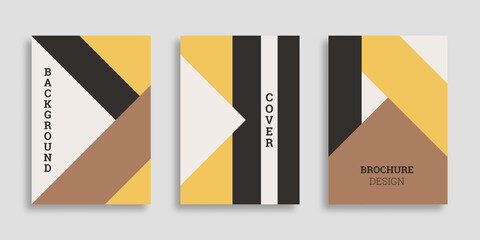 Abstract geometric background. Set of A4 vertical brochures. Cover design in flat style. Vector illustration. Business template collection. Design poster, cover, wallpaper, notebook, catalog.