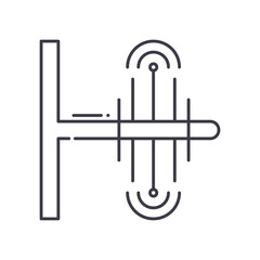 Radio antenna icon, linear isolated illustration, thin line vector, web design sign, outline concept symbol with editable stroke on white background.