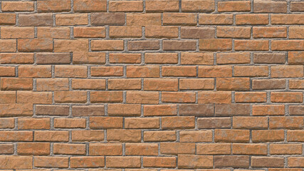 An old red brick wall with rough cement masonry showing through, rough bricks worn by time. Orange red brick background. 3D-rendering