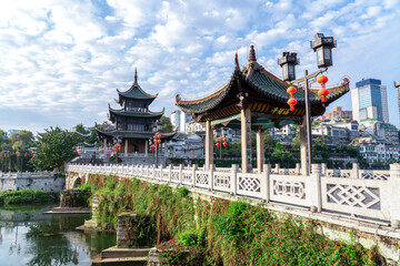 Naklejka premium Guiyang's Famous Ancient Architectural Landscape.Translation: