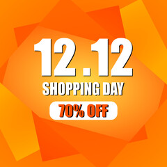 12 12 twelve twelve special shopping day 70% off discount vector in orange bacground