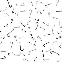 Black Walking stick cane icon isolated seamless pattern on white background. Vector.
