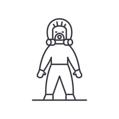 Radioactive suit icon, linear isolated illustration, thin line vector, web design sign, outline concept symbol with editable stroke on white background.