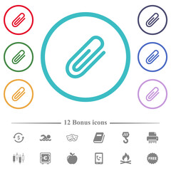 Attachment flat color icons in circle shape outlines