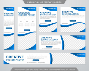 set of promotion kit template with abstract style and clean concept