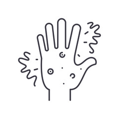 Itching and rash icon, linear isolated illustration, thin line vector, web design sign, outline concept symbol with editable stroke on white background.