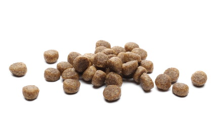 Dog food, dry granules for puppies isolated on white background © dule964