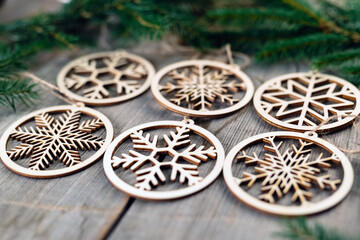 Fototapeta premium Christmas and zero waste, eco friendly decoration Christmas holiday concept
