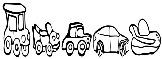 Evolution of car silhouettes children's style.