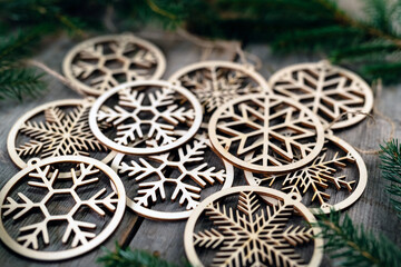 Christmas and zero waste, eco friendly decoration Christmas holiday concept