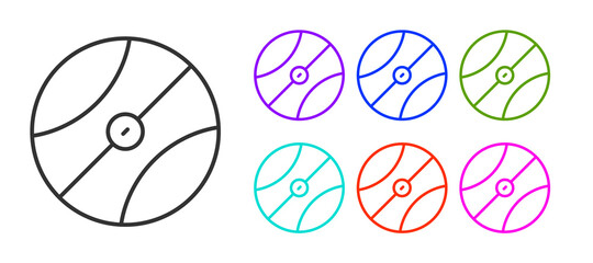 Black line Basketball ball icon isolated on white background. Sport symbol. Set icons colorful. Vector.