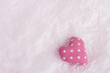 Festive background for Valentine's Day. Congratulations concept. Cute greeting card for your beloved. Flat layout. Place for text.