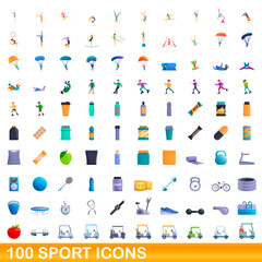 100 sport icons set. Cartoon illustration of 100 sport icons vector set isolated on white background