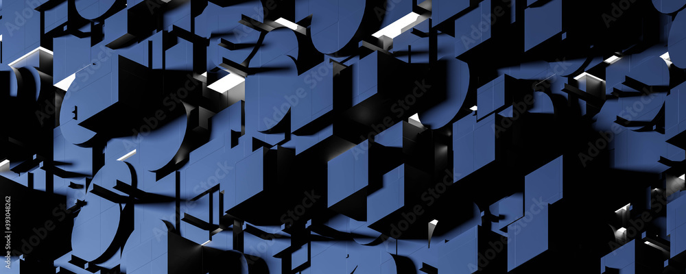 Poster abstract dark technology science cube object geometric shape 3d render illustration