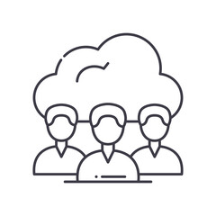 Public cloud icon, linear isolated illustration, thin line vector, web design sign, outline concept symbol with editable stroke on white background.