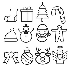 Christmas icons set. Vector illustrations.