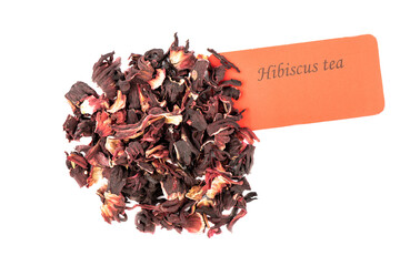 Dried hibiscus or Sudanese rose isolated on white background.