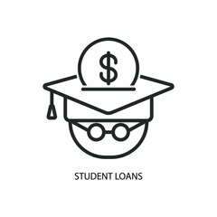 Student loans. Academic scholarship icon concept isolated on white background. Vector illustration