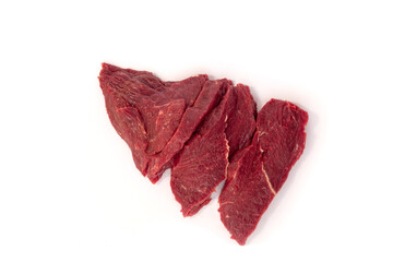 Fresh raw beef steak isolated on white background. Close up raw meat beef.