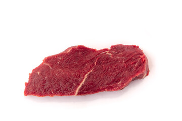 Fresh raw beef steak isolated on white background. Close up raw meat beef.