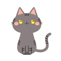  猫のイラスト 灰サバ
