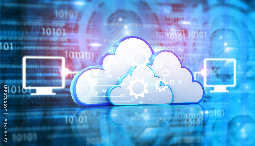 Poster cloud computing. communication network concept. 3d illustration.